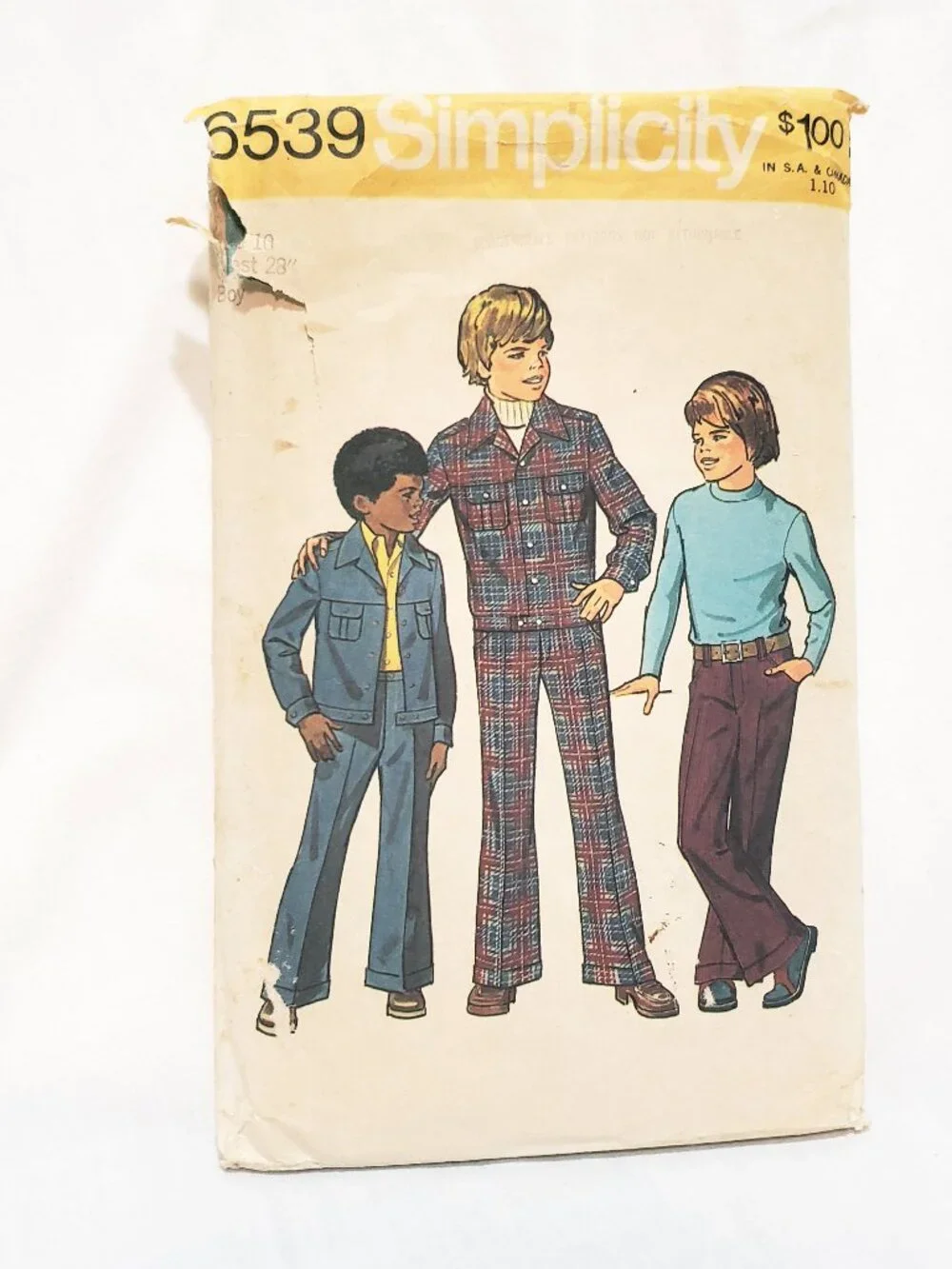 Boys Unlined Jacket Pants Pattern 6539 Simplicity 1974 Size 10 Precut Complete